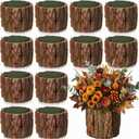 12 Set Wooden Vases for Centerpieces, Flower Foam, 4.7 Inch