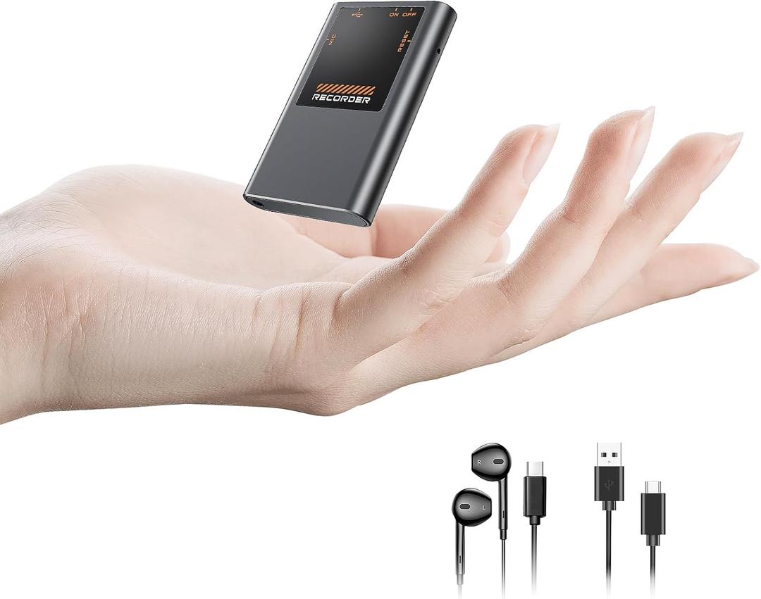 128GB Magnetic Voice Activated Recorder - (9600Hrs) Digital Voice Recorder with Playback, Dictaphone Recording Device Portable Tape Recorder with DSP 5.0-AI Noise Reduction for Work Lectures Meeting