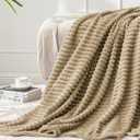 BEDELITE Fleece Throw Blanket for Couch 3D Ribbed Jacquard Soft and Warm Decorative Fuzzy Blanket Cozy, Fluffy, Plush Lightweight Brown Throw Blankets for Bed, Sofa, 50x60 inches