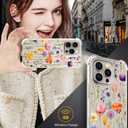 Compatible with iPhone 15 Pro Max Case Cute Clear for Women,Cool Transparent Silicone Phone Cases Cover - Pink Purple Herbal Flowers