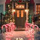 COOLWUFAN 12 Pack Christmas Candy Cane Pathway Markers, 17'' Christmas Outdoor Decorations Pathway Lights with 60 Warm Lights for Indoor and Outdoor Xmas Holiday Party Patio Yard Decor (Red)