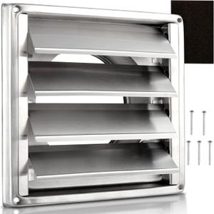 5" Upgrade Louvered Dryer Air Vent Cap, Premium 304 Stainless Steel Outside Vent Cover with 4 Screws Rubber Gasket, Metal External Wall Air Vent for Dryer Vents Kitchen Stove Vent AC Vent by Hydencamm