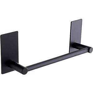 Adhesive Black Towel Bar 9-inch, Stick On Bath Towel Rack, Hand Towel Holders, No Drilling on Wall - Black