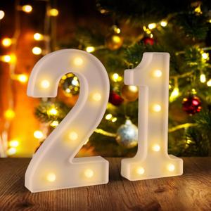 21st Birthday Decorations for Her Him,21st Birthday Centerpieces Table Decorations for Women Men,Light Up Numbers 21 Sign for Party Backdrop Wall Decor for 21 Wedding Anniversary Decoration