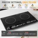 Sunvivi Portable Induction Cooktop: 2 Burners in 1, Commercial-Grade Electric Countertop Stove with LED Touchscreen, 8 Power Levels & Precise Temp Control (176°F-518°F), Independent Timer, Black