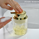 CICUFY Foaming Glass Soap Dispenser,Hand Foam Soap Dispenser for Kitchen & Bathroom-1 Pack（B-Type Clear Glass/Gold Pump）