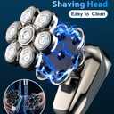 Head Shaver for Bald Men, 7D Floating Rotary Shaver with LED Display, Detachable Electric Shavers Rechargeable 2-Speed Modes Motor IPX7 Waterproof Dry/Wet Electric Razor, Gift for Dad Husband