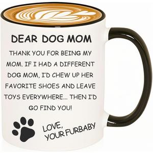 Funny Dog Mom Dog Lover Christmas Gifts for Women, Gag Mothers Day Gifts for New Puppy Fur Baby Owners - Fun Messages Fur Mama Birthday Presents, Pitpull Pug - Cute Mug, 11oz Coffee Cup
