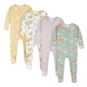 Gerber Baby Girls' 4-Pack Snug Fit Footed Cotton Pajamas, 12M