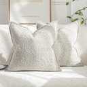 Neutral Boho Decorative Throw Pillow Covers Set of 2, 20x20 Inch Soft Textured Boucle Cushion Covers for Couch, Living Room, Bed, Sofa - Cozy Home Decor(Beige, 20" x 20")