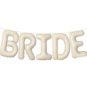 40 Inch Cream White 'BRIDE' Balloon Banner - Large Ivory Alphabet Mylar Letter Balloons for Bridal Shower, Bachelorette, Wedding, Engagement Bride To Be Decorations, and Photo Backdrop Party Supplies