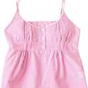 RoseSeek Women's Striped Button Front Flared Camisole Tops Shirred Spaghetti Strap Tank Top, XL