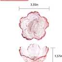 WHJY 8 pack Cute Sauce Dishes Glass Dish Set for Soy Sauce Snacks Tea Bag Mini Glass Bowls Clear Pink Cherry Blossom Soy Sauce Dishes