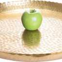 Red Co. 20 Large Round Decorative Antique Gold-Tone Aluminum Display and Serving Centerpiece Tray