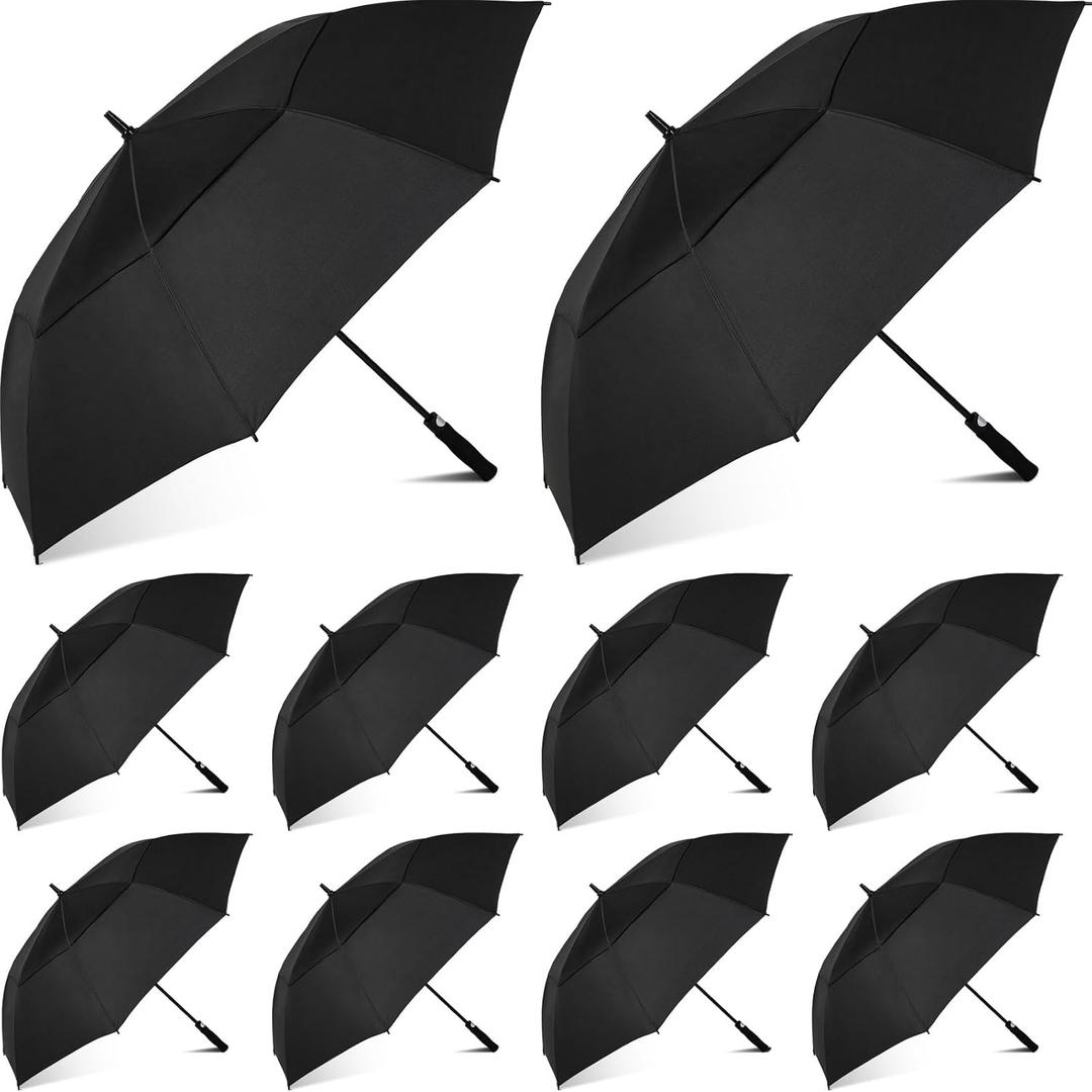 Jexine Large Automatic Open Golf Umbrella 62 Inch Double Canopy Rain Umbrella Windproof Waterproof Heavy Duty for Men Women Family Travel Sports
