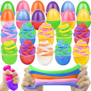 [ Two Color ] 12 Pack Easter Eggs Fillers Butter Slime Kit, Easter Slime Toys Eggs for Hunt Filling Treats Basket Stuffers for Kids Boys Girls Party Favor