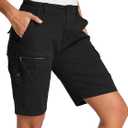 Womens Hiking Cargo Shorts Safari Cotton Lift The Buttocks Quick Dry Pants for Women Zip Pockets Outdoor Clothes (Black, XXXL)