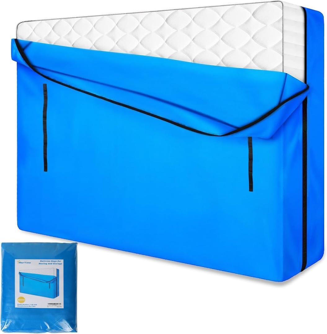 MorTime Mattress Bags for Moving and Storage, Zippered Mattress Storage Bag with 8 Strong Carrying Handles, Reusable Mattress Protector Cover Moving Supplies (Queen) (Queen)