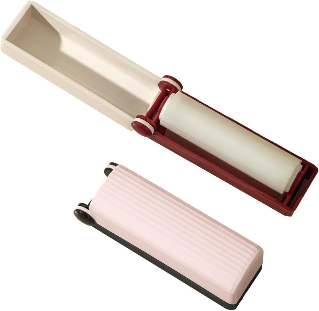 Set of 2 Reusable Lint Rollers  Portable Washable Pet Hair Remover,Reusable Lint Rollers are Easy to Carry,for Clothes and Office Use (White With Pink)