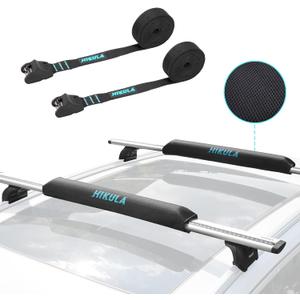 28" Soft Aero Roof Rack Pads for Various Crossbars with Two 15' Premium Scratch Resistant Silicone Buckle Tie Down Straps for SUPs, Surfboards, Kayaks, Canoes Includes Storage Bag