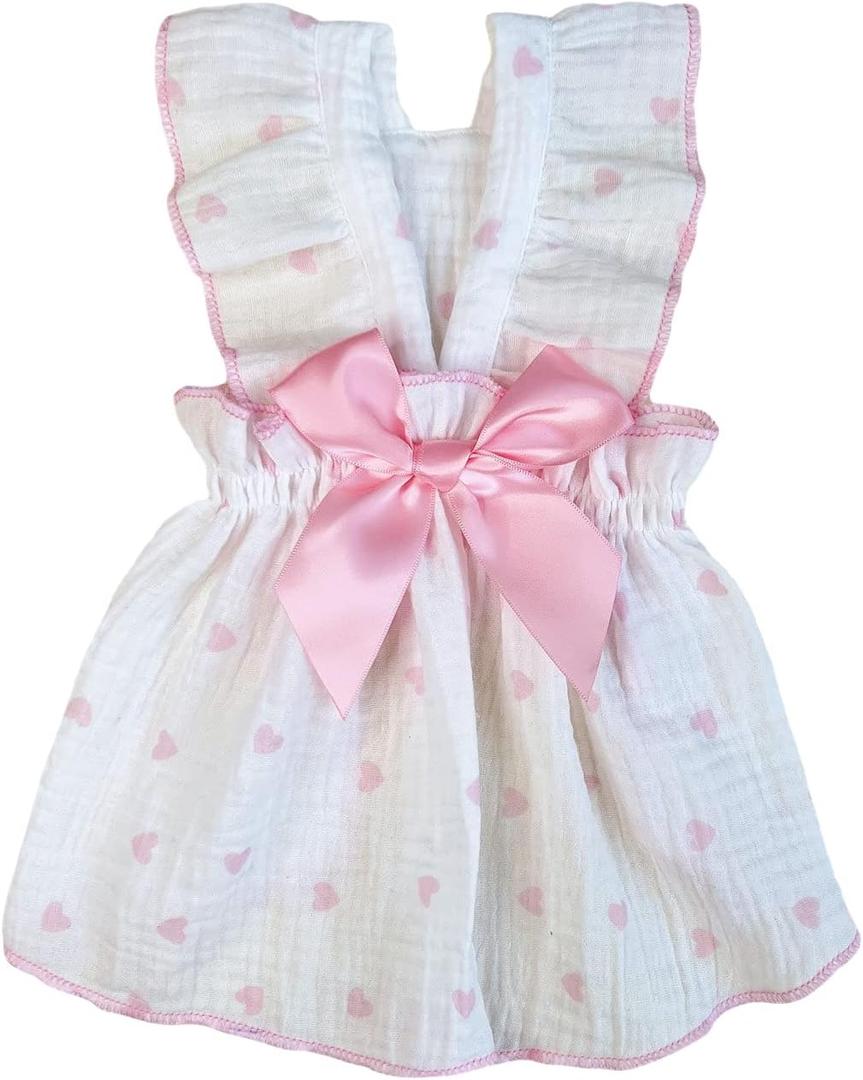 QWINEE Heart Print Dog Cat Dress Bow Decor Cute Dog Dresses Puppy Tutu Skirt Chihuahua Teddy Pomeranian Dress Birthday Holiday Clothes for Cat Kittens Small Medium Large Dogs, Pink, XXL