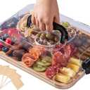 Charcuterie Board with Clear Lid, Travel Portable Cheese Board Charcuterie Boxes Cutting Boards for Kitchen, Gifts for Women, Black