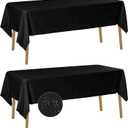 Fokitut 2 Pack Waterproof Rectangle Tablecloth, 60x120 Inch,Stain Resistant and Wrinkle Polyester Table Cloth, Fabric Table Cover for Kitchen Dining, Wedding, Party, Holiday Dinner-Black