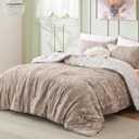 Bedsure Queen Comforter Set - Light Taupe Bed Set, 3 Pieces Cute Floral Bedding, 1 Soft Reversible Botanical Flowers Comforter and 2 Pillow Shams