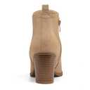mysoft Women's Ankle Boots V Cut Side Elastic Panel Stacked Chunky Heel Booties with Side Zipper, Size 8.5
