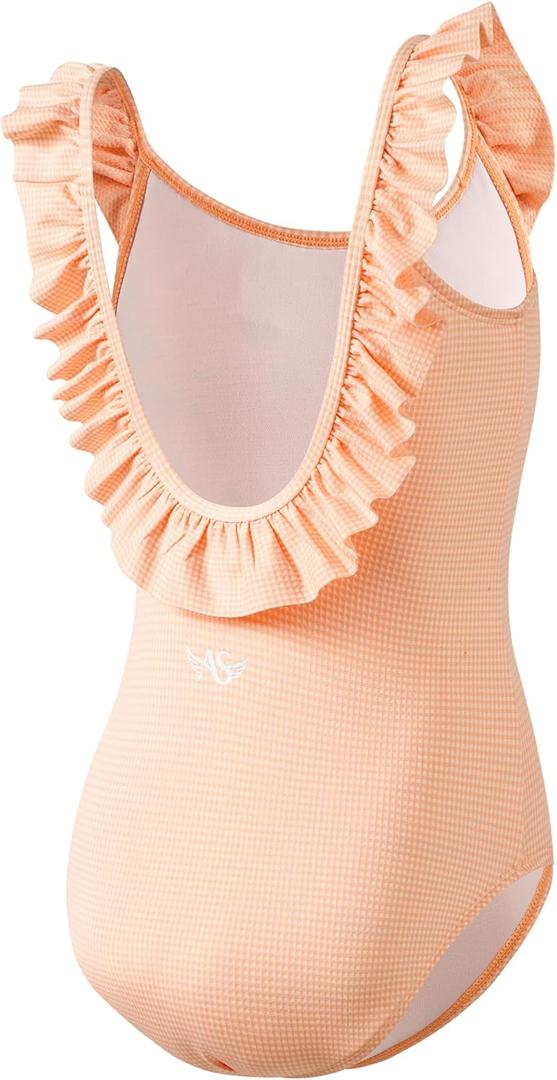 Angel season Girls Swimsuits One Piece Swimsuit Girls U-Back Teens Bathing Suits Swim Team Swimwear Fashionable Cute Summer Holiday Quick Dry for Beach Sport, Size 11-12, Orange