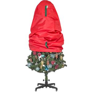 Upright Christmas Tree Storage Bag - Fits 4 Ft Artificial Xmas & Topiary Tree, Vertical Holiday Cover, Durable, Dustproof & Easy-Use Xmas Storage, Red