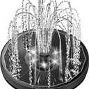 Yzert Solar Fountain Glass Panel with 2200 mah Battery, 3.5W Floating Solar Water Fountain with 4 Fixed Rods, Solar Pump for Bird Bath, Garden, Pond, Pool, Outdoor (Black Panel White Lights)