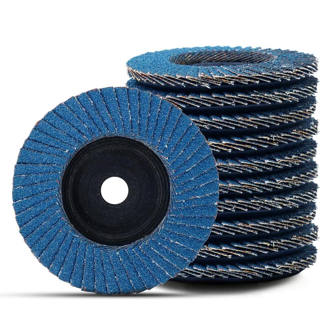 10 Pc 3-inch Shaft 3/8 Grinding Flap Disc 80 GritZirconia Abrasiveefficient Grindingwear-Resistant and Durable Angle Grinder Sanding Disc for Metal, Wood, Stainless Steel Finishing