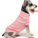 Dog Pullover Sweater, Cable Knitwear, Warm Clothes for Chihuahua, Bulldog, Dachshund, Pug, Yorkie, Dog Outfits for Small Dogs Medium Dogs (Pink L)