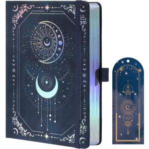 TIEFOSSI Dot Journal, 160gsm 190 Numbered Pages, Diary for Work & Sketching, A5 Hardcover Leather Journal for Writing Women Men (Navy)