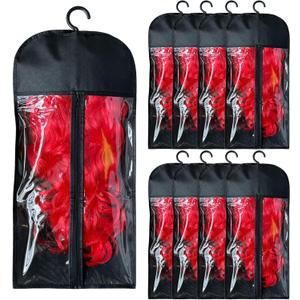 8PCS Hair Extension Holder & Wig Storage Bags with Hanger  Dust-Proof Organizer for Multiple Wigs for Hair Extensions, Wigs & Accessories(Black)