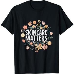 Vintage Skincare Matters Flowers Skin Esthetician Skincare T-Shirt, Medium
