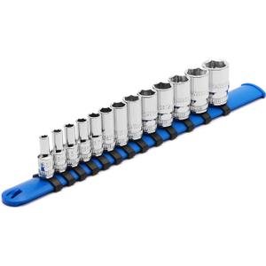 CASOMAN 13PCS 1/4"Drive Mid-Length Socket Set, 6-Point, Mirror Chrome Finish, Metric, 4mm to 15 mm