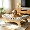 Elevated Dog Bed 40⅞" × 29⅛" × 14", Raised Wooden XL Dog Bed Frame and Mattress for Extra Large Pets up to 90 lbs