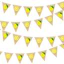 24Ft Lemon Burlap Banner Lemon Burlap Pennant Triangle Flag Garland Streamers Vintage Fireplace Wall Decor for Summer Lemonade Party Happy Lemon Day Rustic Birthday Baby Bridal Shower Decorations