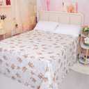 1-Piece Flat Sheet Twin Size Flower Printed Pure Cotton Bed Sheets Hotel Quality Decorative Top Sheets Easy-Care