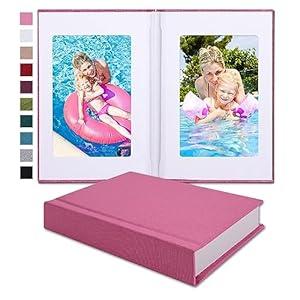 Pssoss Small 4x6 Photo Album with Writing Space Holds 30 Photos Ideal for Wedding Theme-Album and Baby Photo Album (Pink)