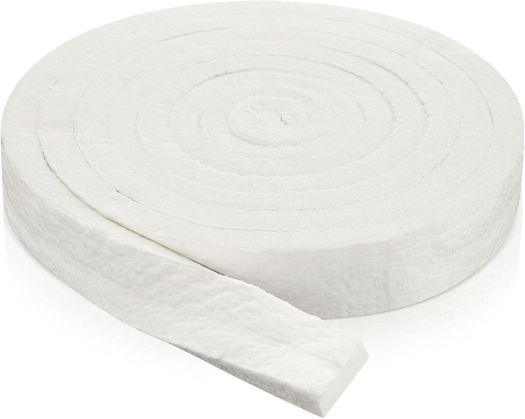 Qilery 2" x 1" x 200'' Fireproof Insert Insulation for Fireplace, Strip Fiber Blanket Rated to 2200f High Temperature Resistance Gasket for Wood Stove Pellet Stove Boiler Kiln Forge Fireplace, DIY