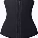 YIANNA Latex Waist Trainer for Women Tummy Control Zipper Underbust Waist Cincher Corset Hourglass Body Shaper Sport Girdle (Black, S)