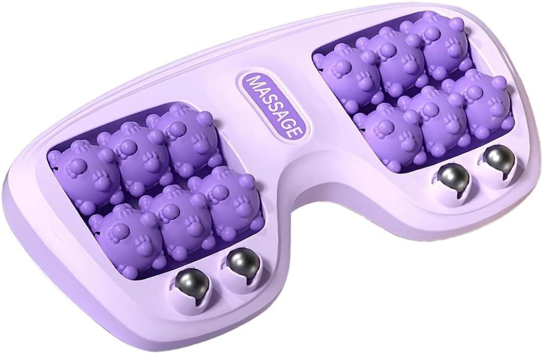 New Dual Foot Massage Roller to Relieve Plantar Fasciitis Pain and Improve Blood Circulation, Portable Foot Massager Tool for Home Office use (Purple)