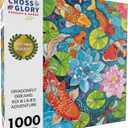 Cross & Glory - Dragonfly Dreams: Koi & Lilies Adventure - 1000 Piece Jigsaw Puzzle for Adults | Unique Nature-Themed | Vibrant Art