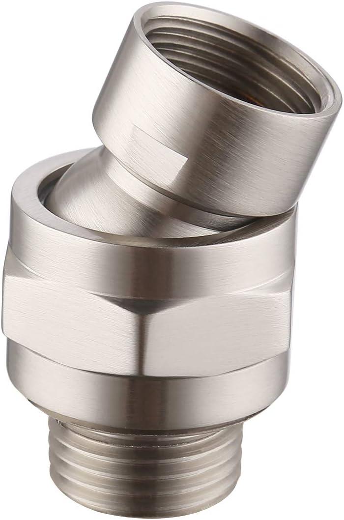 KES Shower Connector Ball Joint Shower Head Swivel Ball Adapter Brass Adjustable Shower Arm Extension Universal Component Brushed Nickel, PSB101-BN