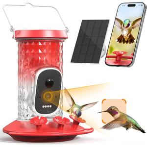 Smart Hummingbird Feeder Camera | AI Identification, 2.5K UHD, Night Vision, Attract Hummingbirds, Solar Powered Outdoor, IP66 Weatherproof, Garden Decor, Gift