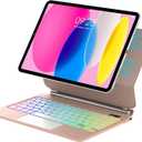 Magic Keyboard for iPad 11th 10th Generation Case with Keyboard for iPad A16 11inch 2025 & 10.9inch 2022 with Upgraded Multi-Touch Trackpad, 7-Colors Backlight, Floating Cantilever Stand Rose Gold
