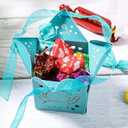 2 x LAEYIAP 24pcs Elephant Shower Favor Boxes,Cute Laser Cut Box with Ribbon,Hollow Out Elephant Pattern Candy Boxes for Birthday Party Decoration Supplies (blue)